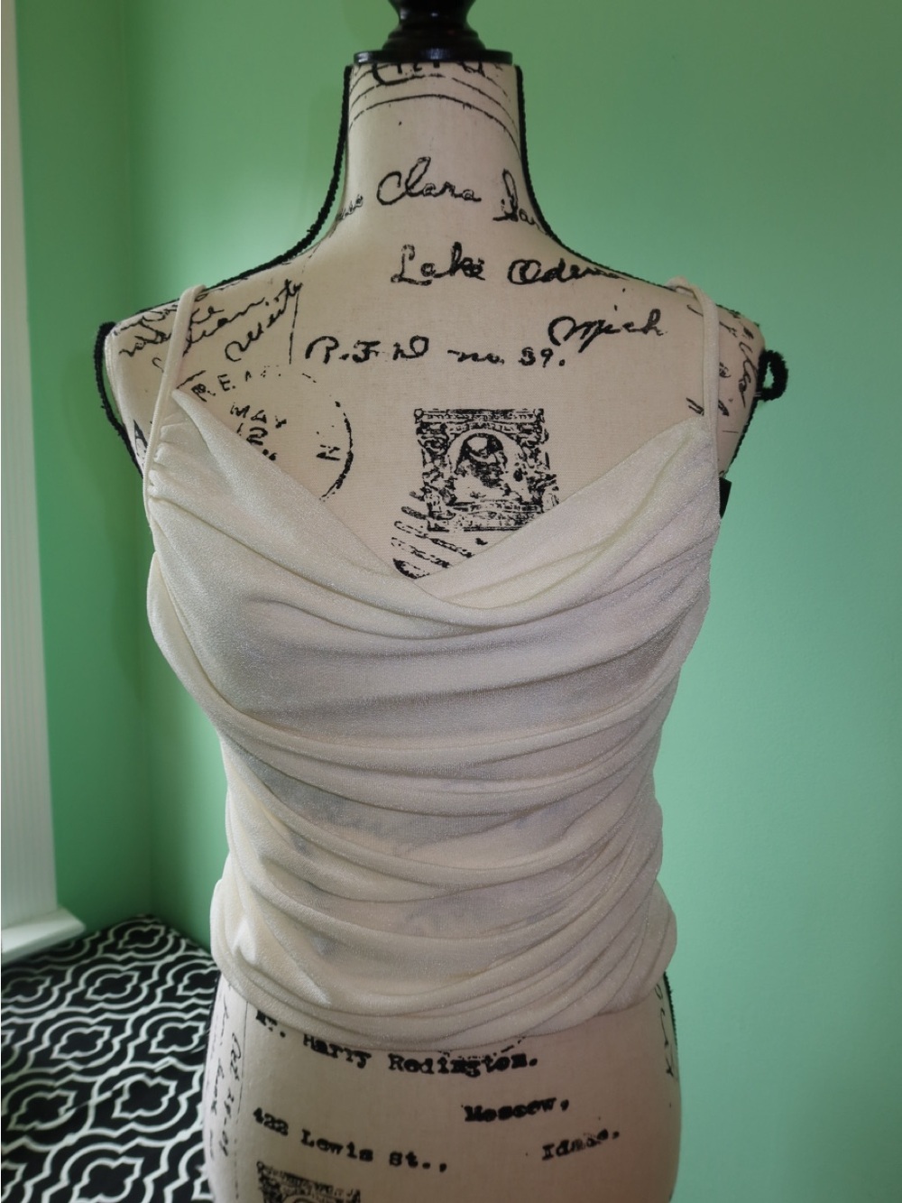 Forever 21 White Draped Cowl Spaghetti Strap Camisole